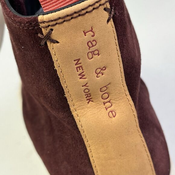 Rag & Bone High Top Sneakers Womens Size 39 (US 8.5 ) Burgundy Merlot Suede